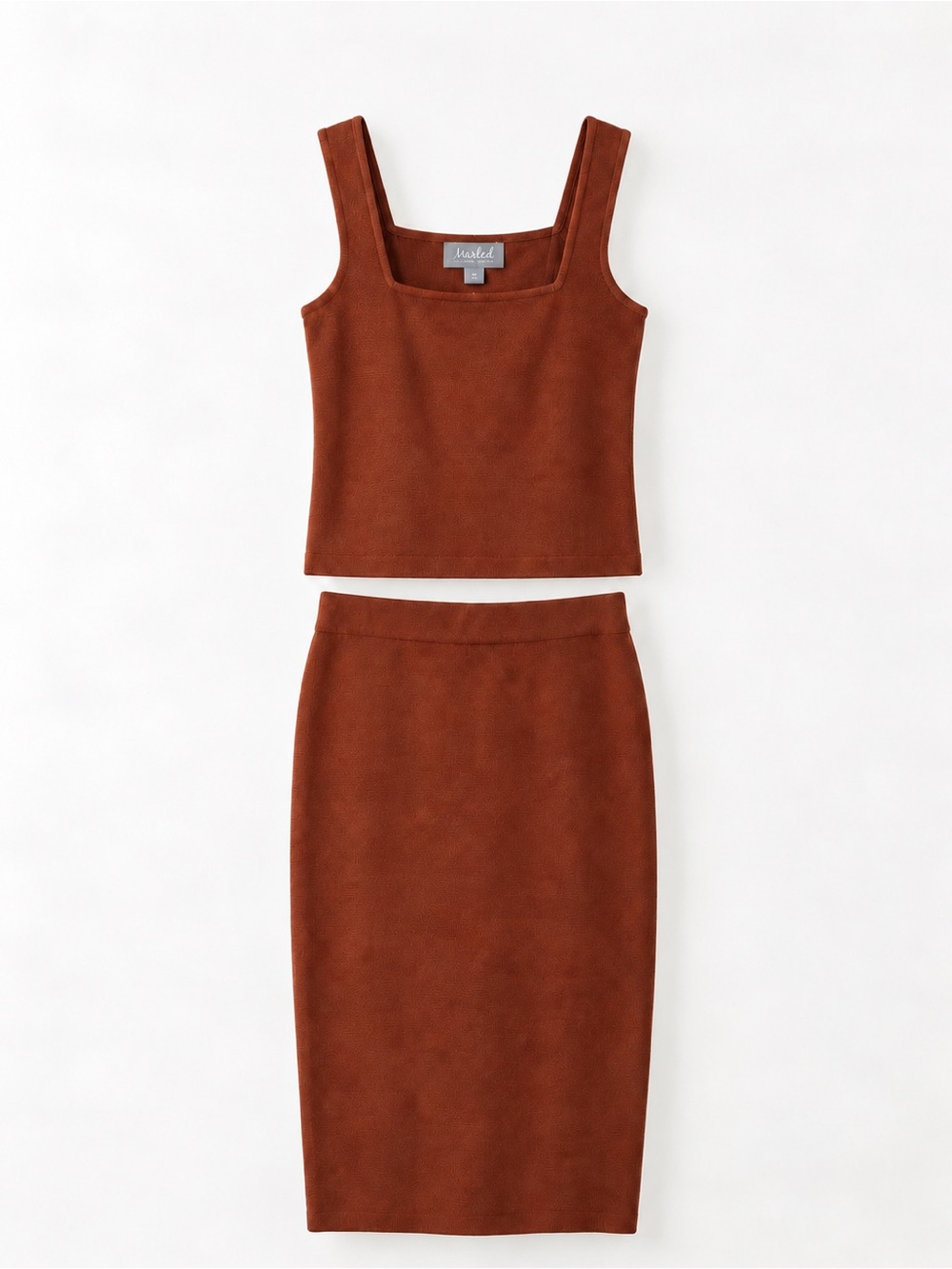 Marked Rust Brown Two-Piece Pencil Skirt Set